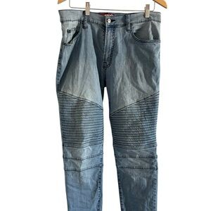 Arizona Jean Company Men's Moto Skinny Flex Denim Distressed Jeans Size 34x32